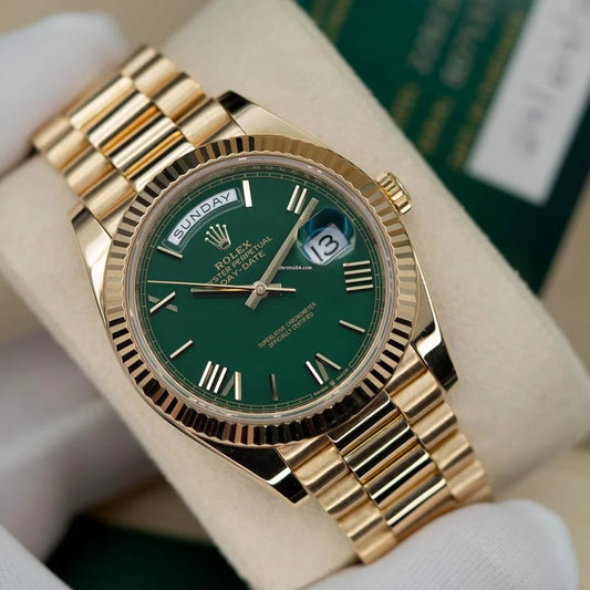 Role_x Day Date Gold/Green Watch