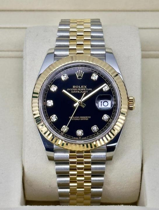 Date Just 2 Tone-Black Diamond Watch