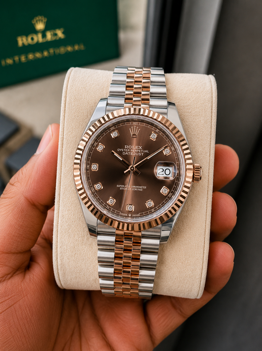 Date Just 2 Tone-Brown Diamond Watch