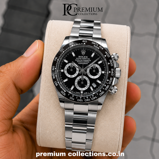 Role_x Daytona Silver/Black Chain Watch