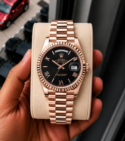 Role_x Day Date Rose Gold/Black Watch