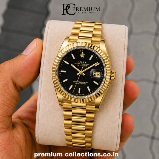 Role_x Date Just Gold/Black Watch
