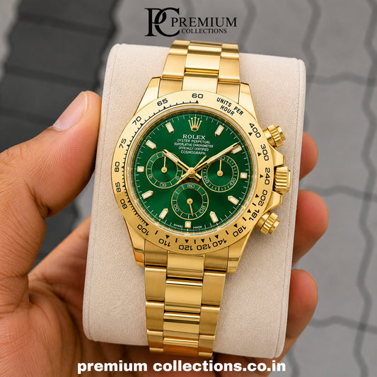 Role_x Daytona Gold/Green Chain Watch