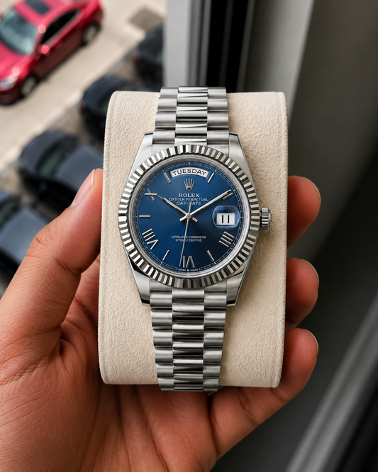 Role_x Day Date Silver/Blue Watch
