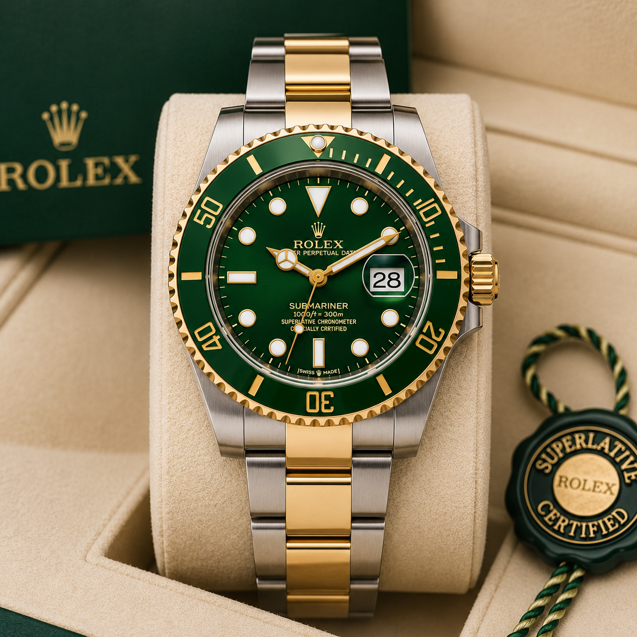 Role_x Submarine 2Tone Green Watch - Image 1