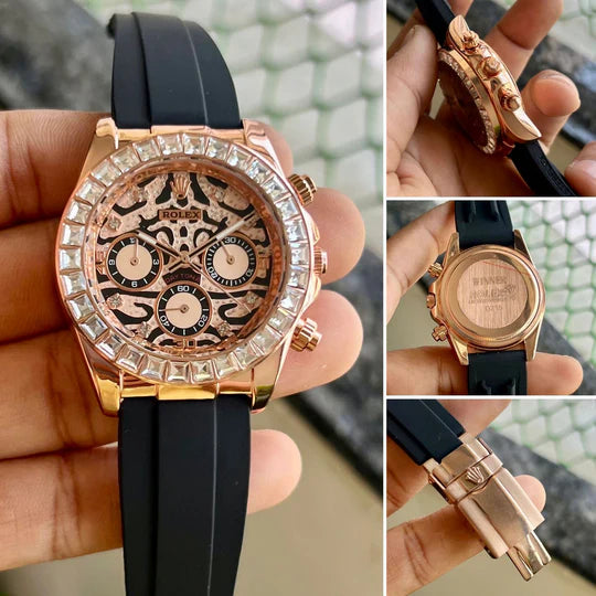 Elegant Steel Tiger Watch With Winding