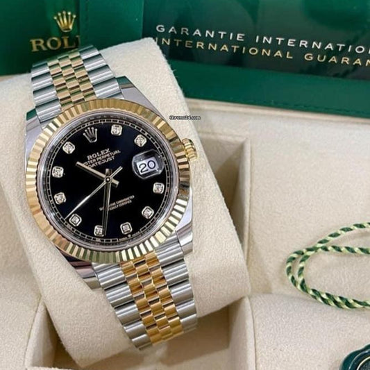 Perpetual Date Just Diamond 2Ton-Gold-Black Working Like Automatic