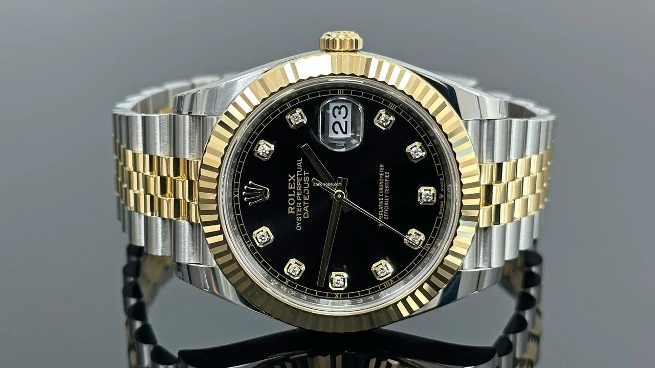 Perpetual Date Just Diamond 2Ton-Gold-Black Working Like Automatic