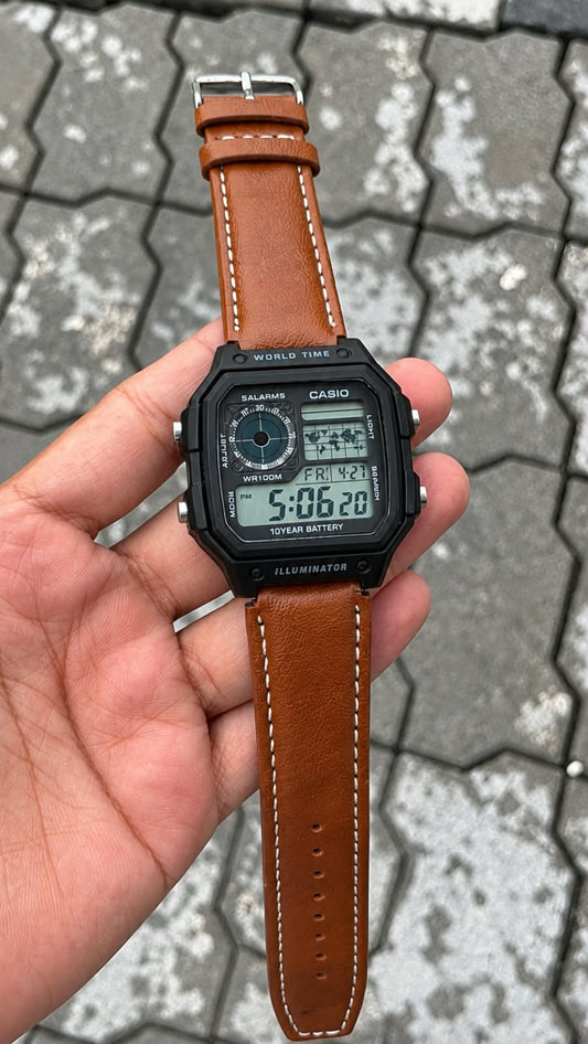 Casi_o AE1200 World Time Illuminator (Mettal Body) Watch