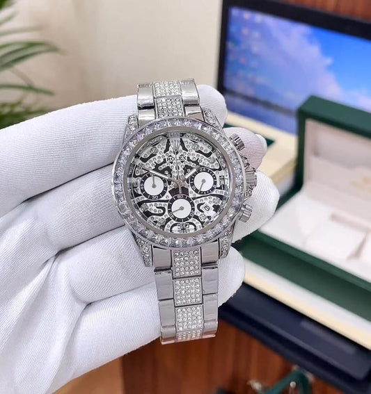 Elegant Steel Tiger Watch With Winding