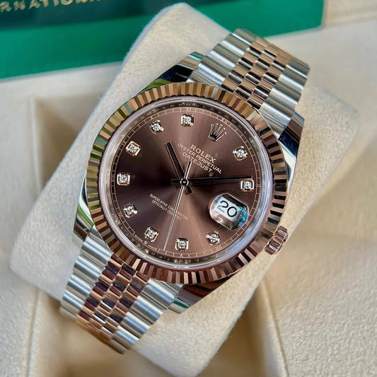 Perpetual Date Just Diamond 2Ton-Gold-Black Working Like Automatic