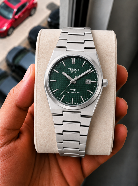 Tisso_t Prx Silver/Green Watch