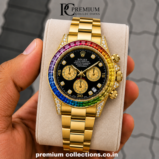 Role_x Daytona Rainbow Gold Watch