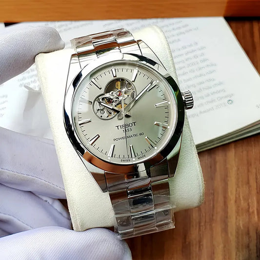 Elegant Steel Powermatic Watch With Winding