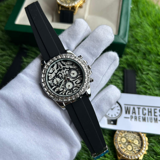 Elegant Steel Tiger Watch With Winding
