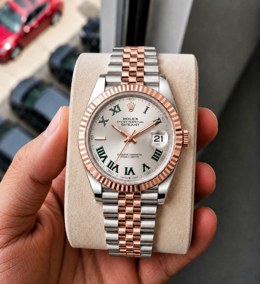 Role_x Date Just Rose Gold Roman Watch