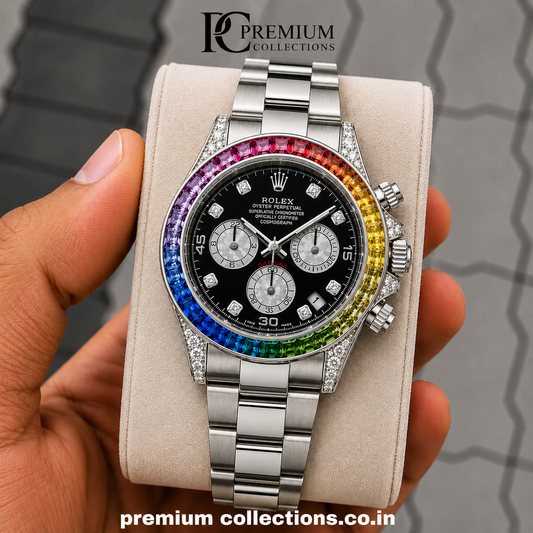 Role_x Daytona Rainbow Silver Watch