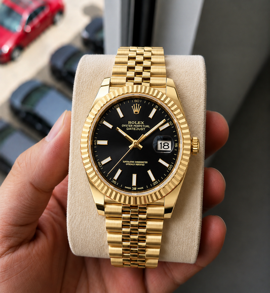 Role_x Date Just Gold/Black Watch