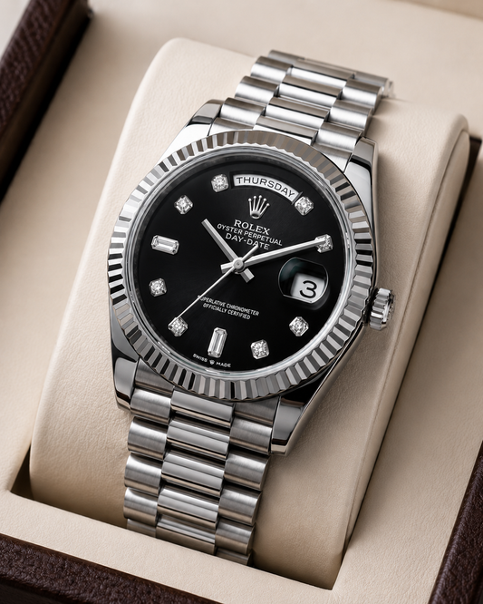 Role_x Day Date Silver/Black S-Diamond  Watch