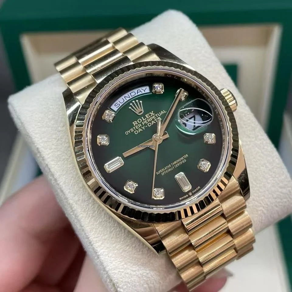 Perpetual Date Just Diamond 2Ton-Gold-Black Working Like Automatic