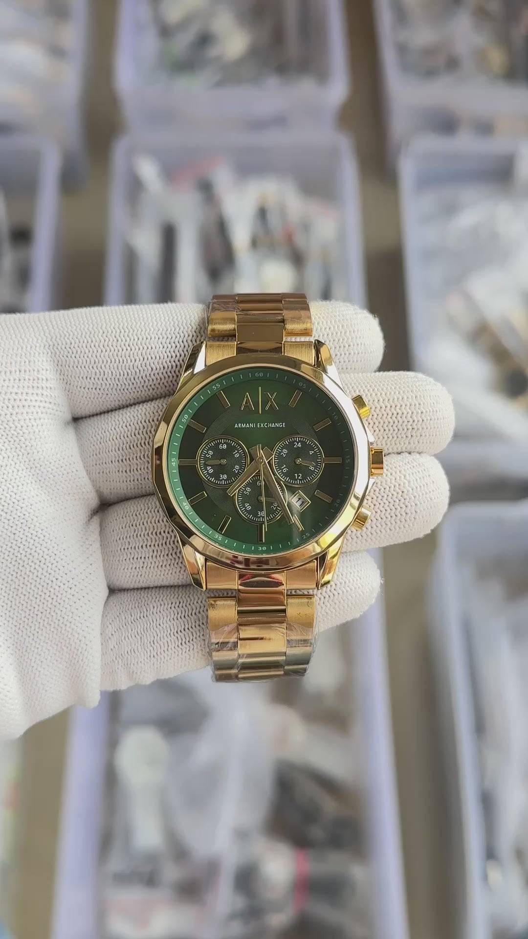 Arman_i Exchange Gunmetal Gold/Green Watch