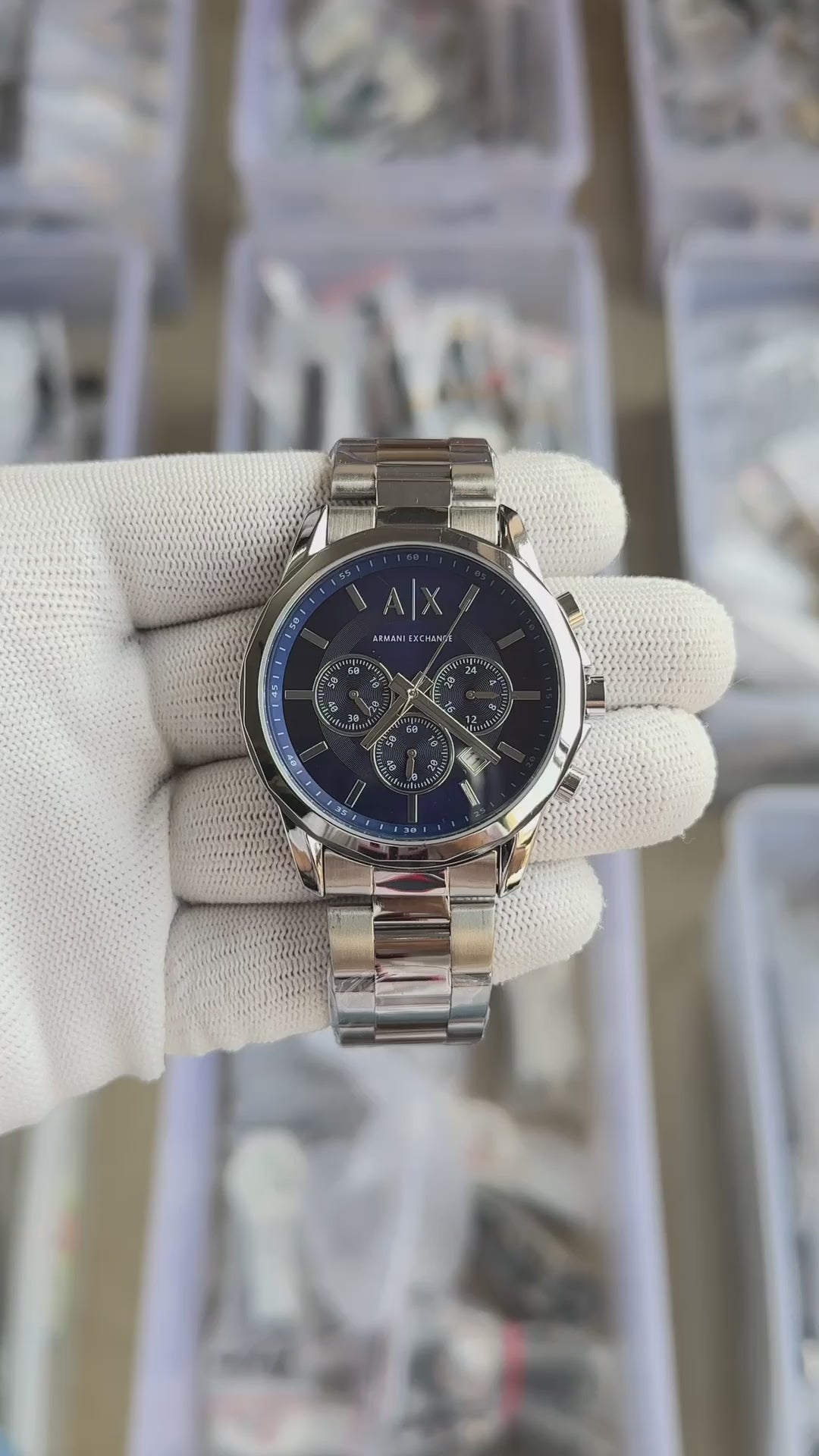 Arman_i Exchange Gunmetal Silver/Blue Watch