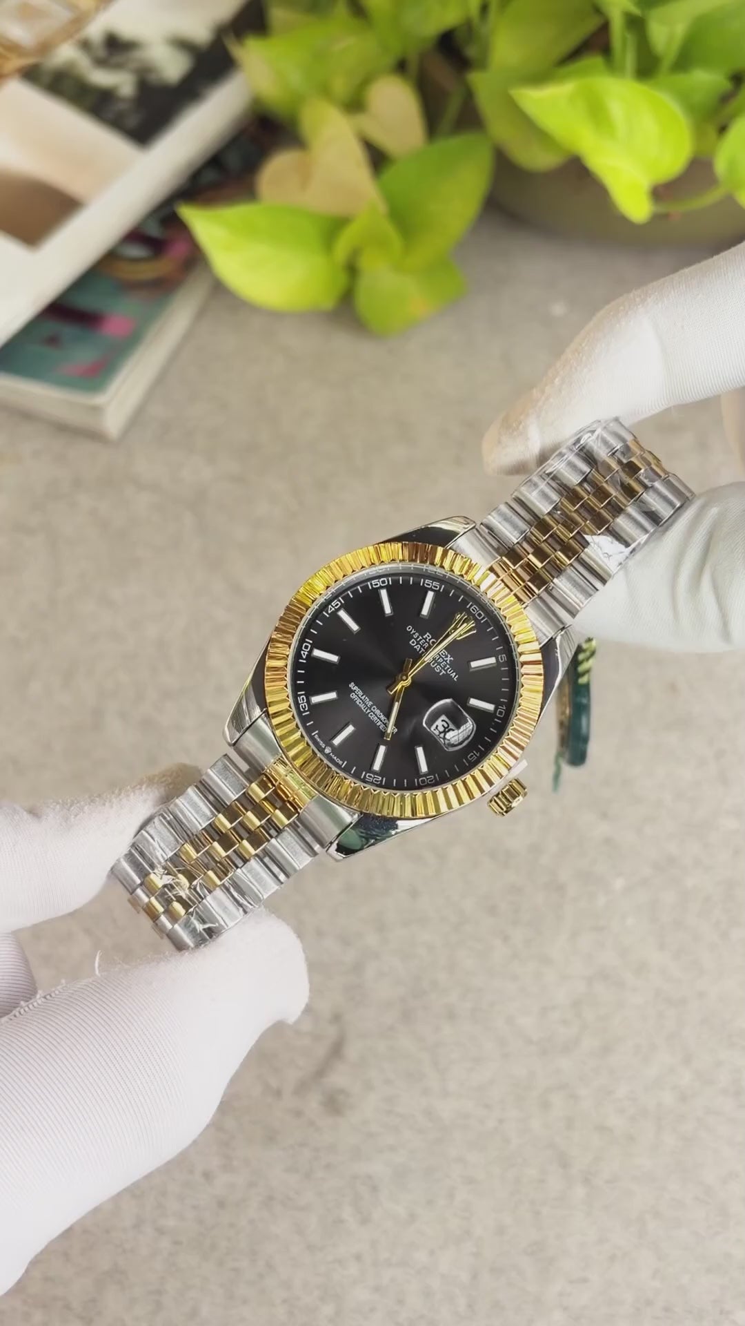 Role_x Date Just 2 Tone-Black Watch
