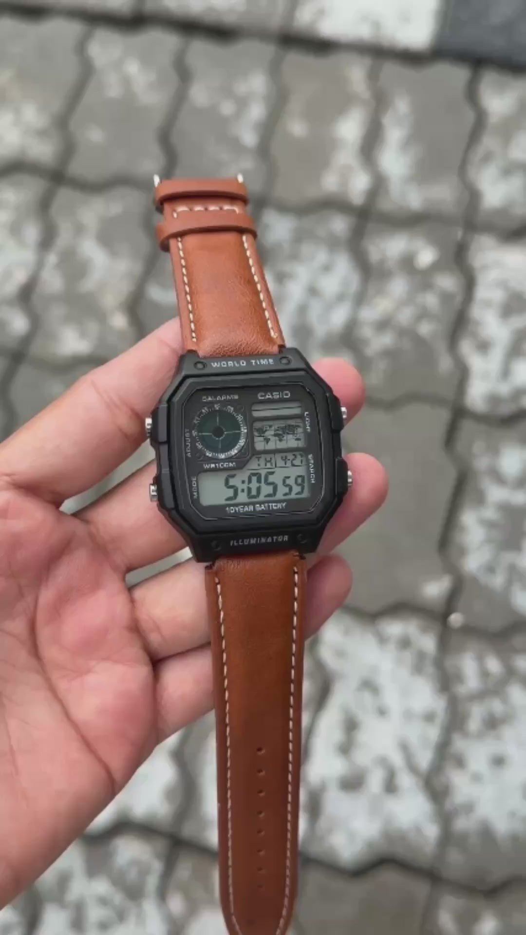 Casi_o AE1200 World Time Illuminator (Mettal Body) Watch