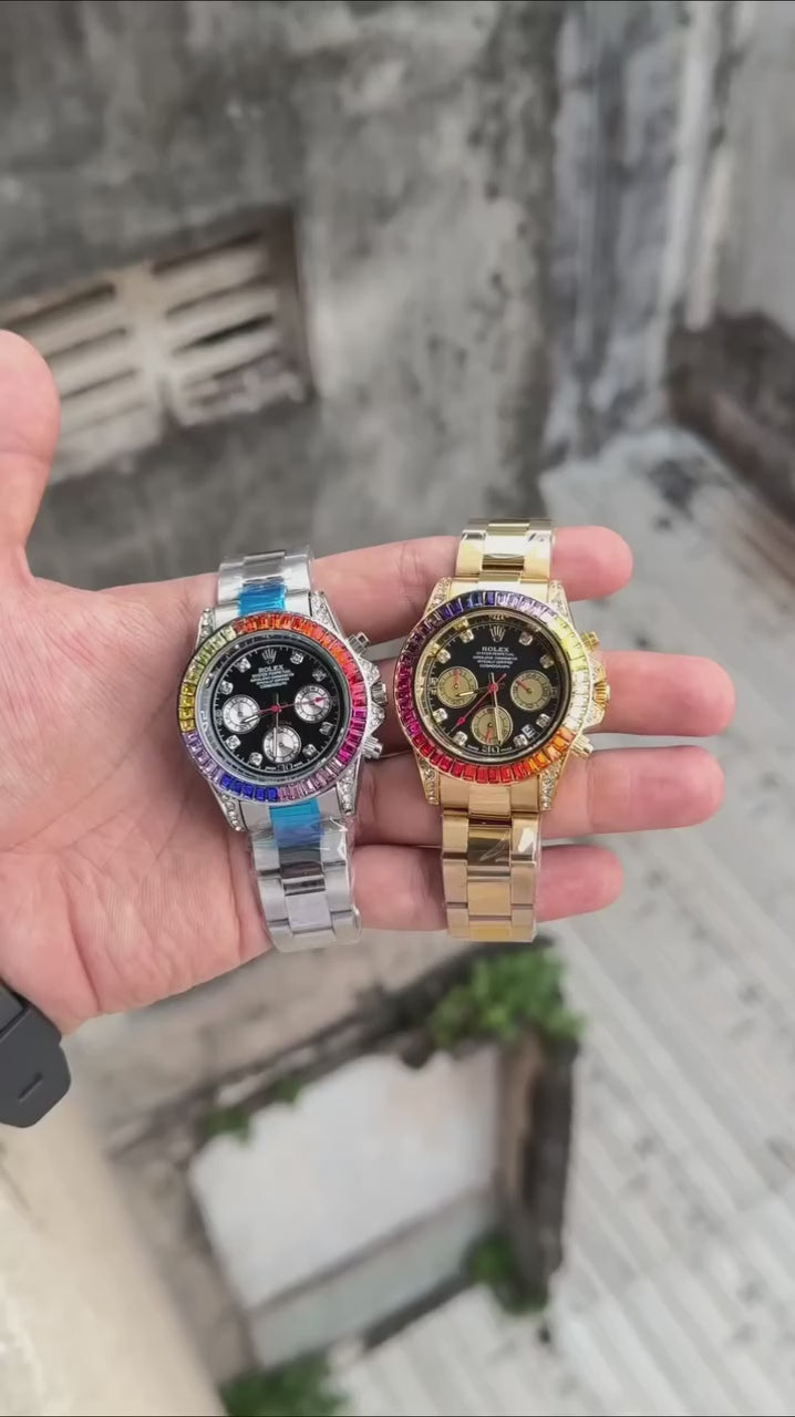 Role_x Daytona Rainbow Silver Watch