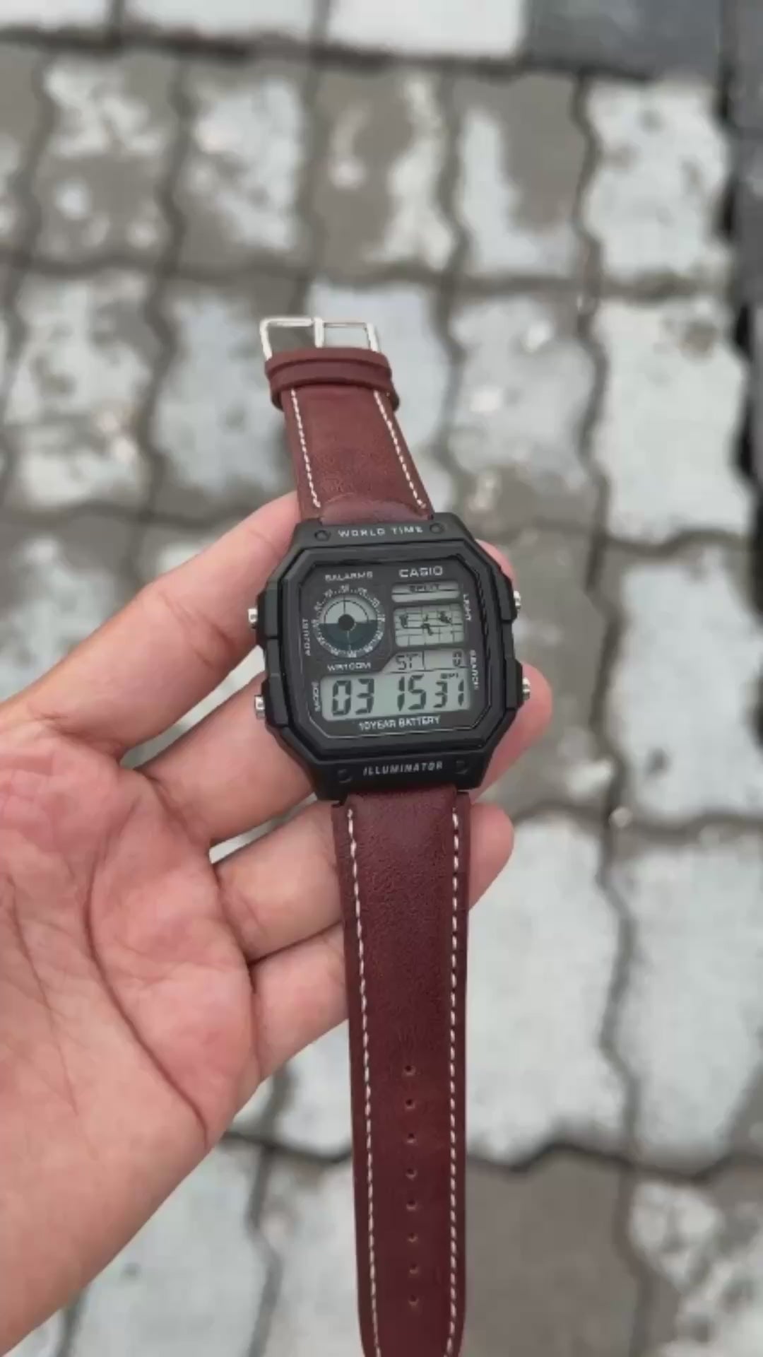 Casi_o AE1200 World Time Illuminator (Mettal Body) Watch