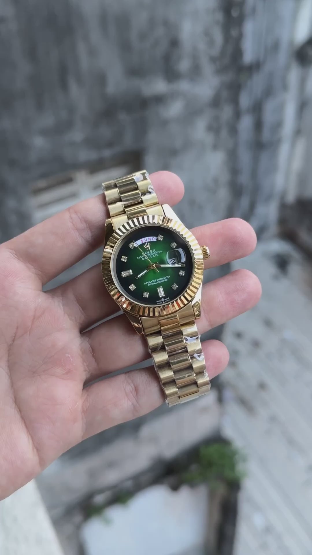 Role_x Day Date Gold/Green S-Diamond