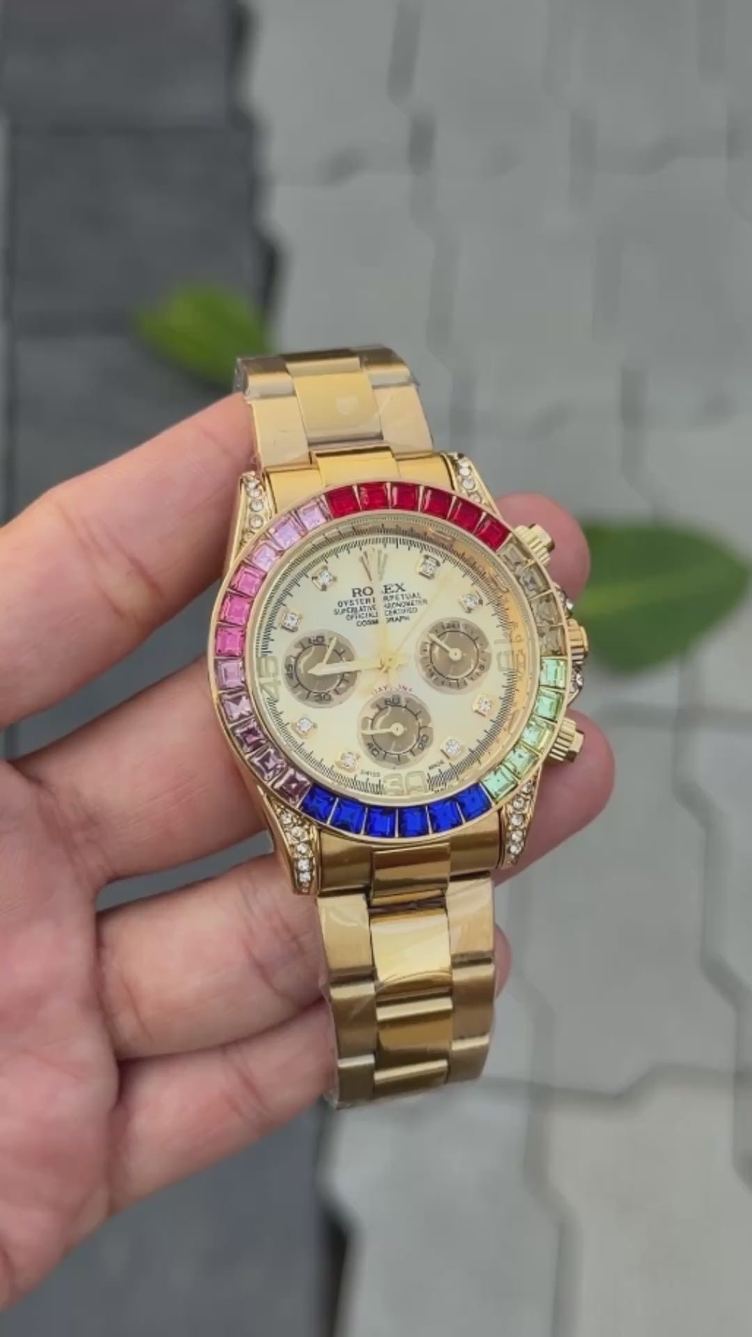 Role_x Daytona Rainbow Gold/Gold Watch
