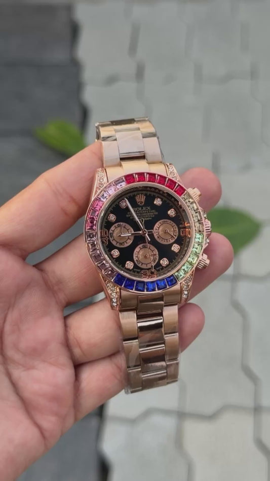 Role_x Daytona Rainbow Rose Gold Watch