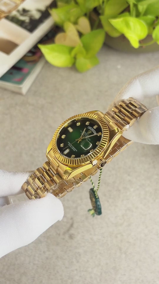 Role_x Day Date Gold/Green S-Diamond