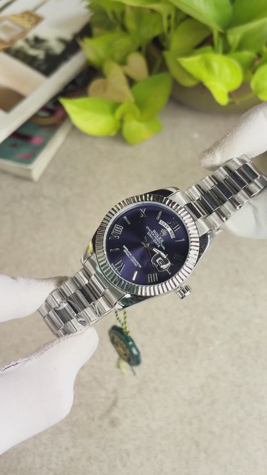 Role_x Day Date Silver/Blue Watch