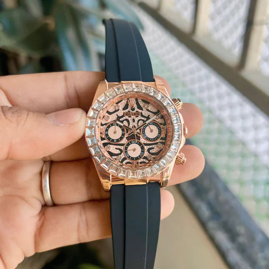 Elegant Steel Tiger Watch With Winding
